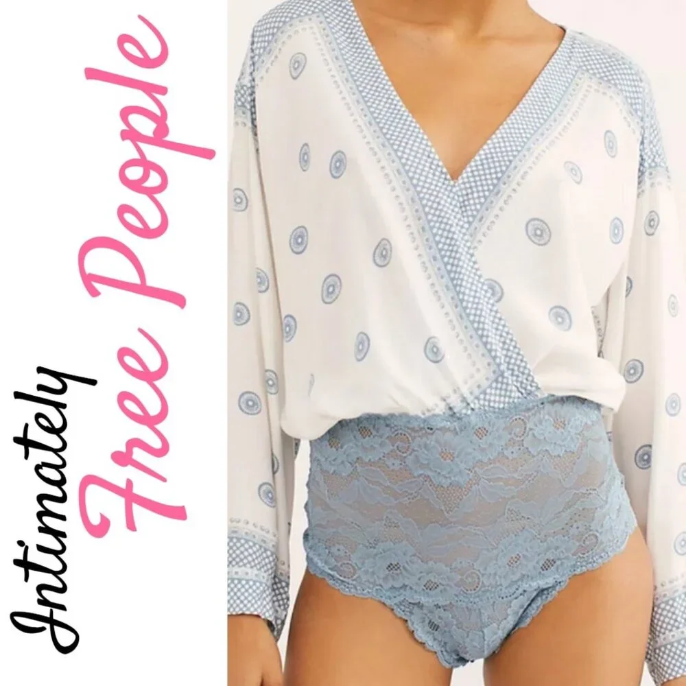 NWOT FREE PEOPLE INTIMATELY ON BOARD LACE OPEN BACK BODYSUIT ROMANTIC BOHO SMALL